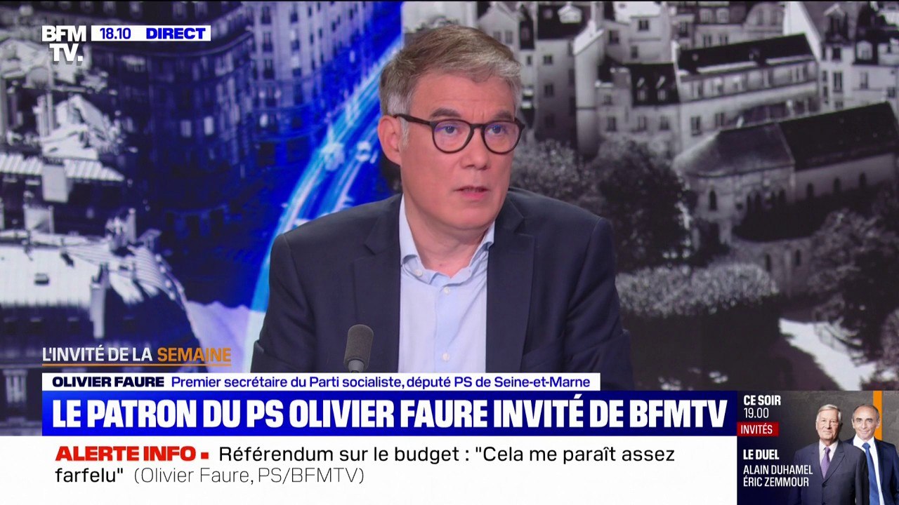 Référendum sur le budget: pour Olivier Faure (PS), "cela paraît assez farfelu" comme idée