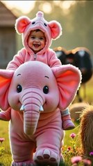Baby🐣🐣 Riding an Elephant