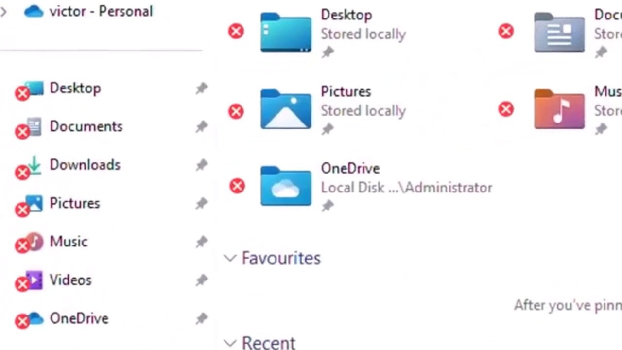 How to get rid of red X showing on files and folders in file explorer