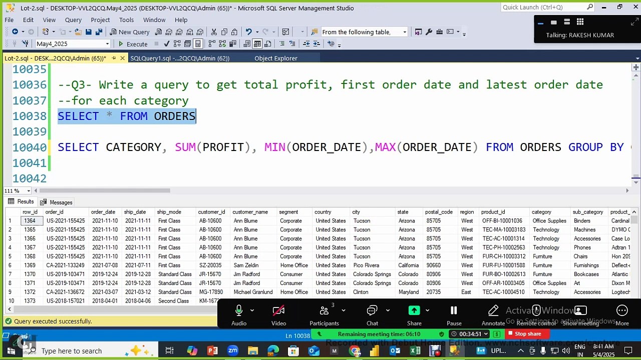 8 SQL Practice Session 4 May 2025