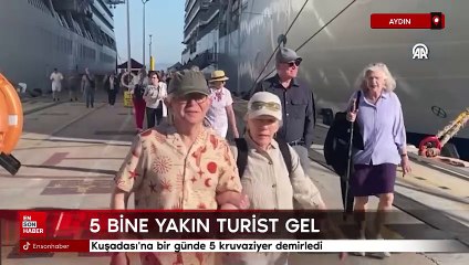 Kuşadası'na bir günde 5 kruvaziyer demirledi