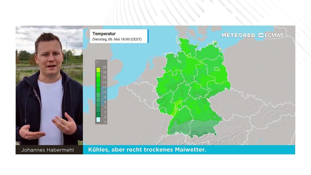 Kühles, aber recht trockenes Maiwetter. Es geht oftmals trocken weiter- nur an den Alpen Regen