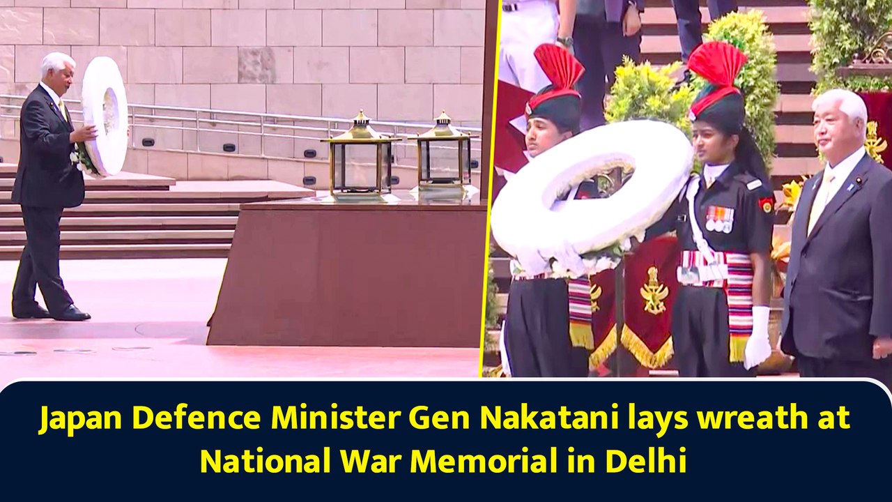 Japan Defence Minister Gen Nakatani lays wreath...