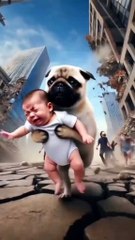 A dog saves a cute baby's life in an earthquake  😥🥰sad story #viralvideo #shortvideo #viralshort