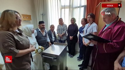 Düzce’de hastane odasında nikah kıydılar