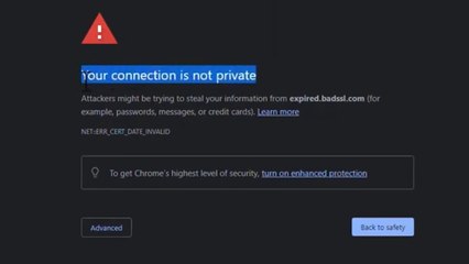 Solved - Your connection is not private on chrome / firefox