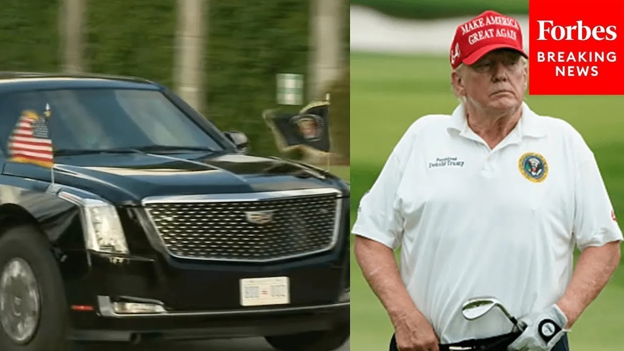 President Trump Arrives At Trump International Golf Club In West Palm Beach, Florida