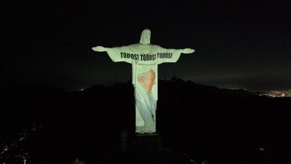 Rio's Christ the Redeemer lights up in tribute to the late Pope Francis