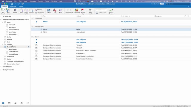 How to EMPTY the Deleted Items Folder On Microsoft Outlook Using a Mac Computer - Basic Tutorial
