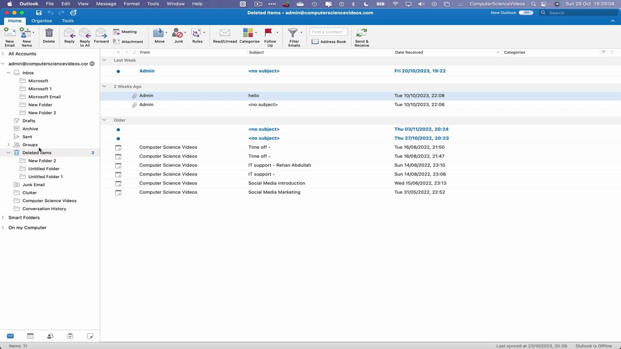 How to EMPTY the Deleted Items Folder On Microsoft Outlook Using a Mac Computer - Basic Tutorial