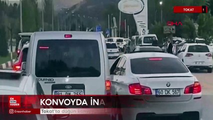 Tokat'ta düğün konvoyunda tehlikeli inatlaşma