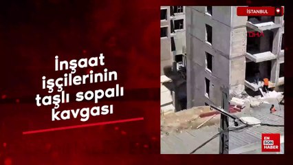 İstanbul Gaziosmanpaşa'da inşaat işçilerinin taşlı sopalı kavgası