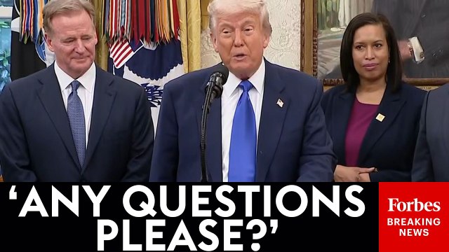 President Trump Takes Questions From Reporters In Oval Office About Movie Tariffs, Alcatraz, & More