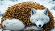 🔹"Frozen in Fear: Wolf Covered in Millions of Yellow Bees! 🐺🐝💛" #foryou #viral #10mviews #animalrescue