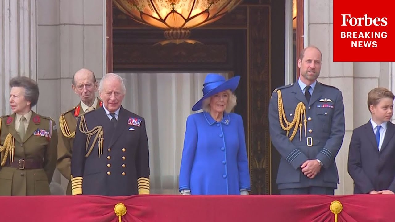 King Charles, U.K. Royal Family Members Take In Military Parade From The Buckingham Palace Balcony