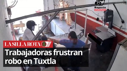 Carniceras enfrentan a asaltante en Tuxtla: ¡lo ahuyentan con cuchillo en mano!