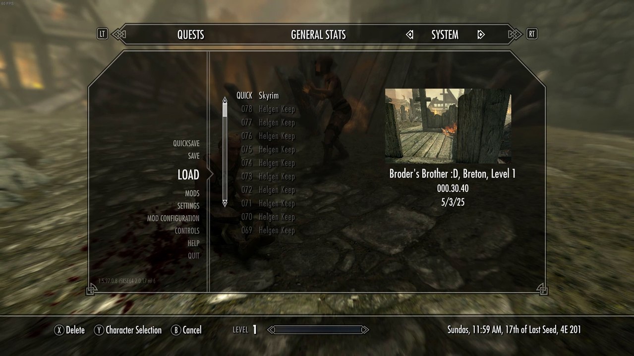 Skyrim SE. Problem if I scroll too fast in saves