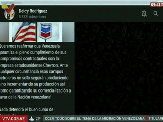 Venezuela reafirma el pleno cumplimiento de sus compromisos contractuales con Chevron