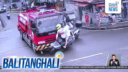 Motorsiklo, nabangga ng fire truck na reresponde sa sunog; rider at angkas, sugatan | Balitanghali