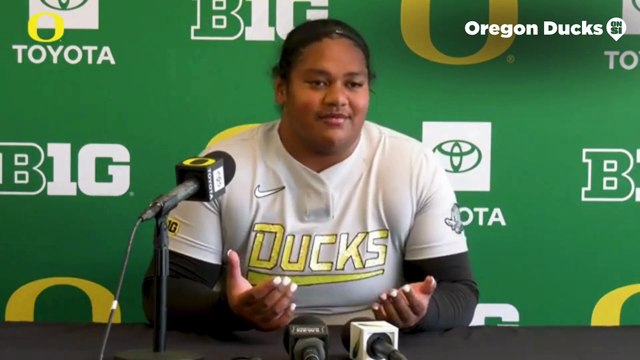 Oregon Ducks' Stefini Ma'ake Discusses Performance Vs Michigan State