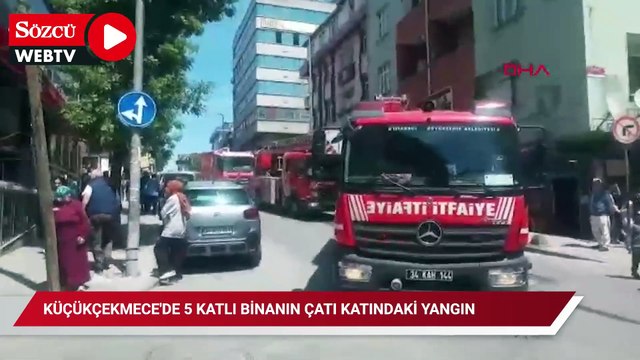Küçükçekmece'de 5 katlı binanın çatı katındaki yangın söndürüldü