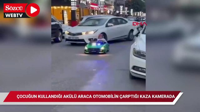 Çocuğun kullandığı akülü araca otomobilin çarptığı kaza kamerada
