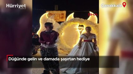 Düğünde gelin ve damada şaşırtan hediye