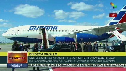 Pres. Diaz-Canel arrives in Moscow to commemorate Victory over Fascism Day