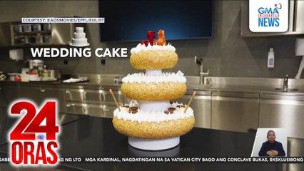 Wedding cake na may sumasayaw na cake toppers at led candles na may edible battery, dinevelop ng mga eksperto at pastry chef mula Switzerland at Italy | 24 Oras
