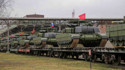 Video: Russia Sends New Batch of Its Most Advanced Tanks with Enhanced Drone Protection