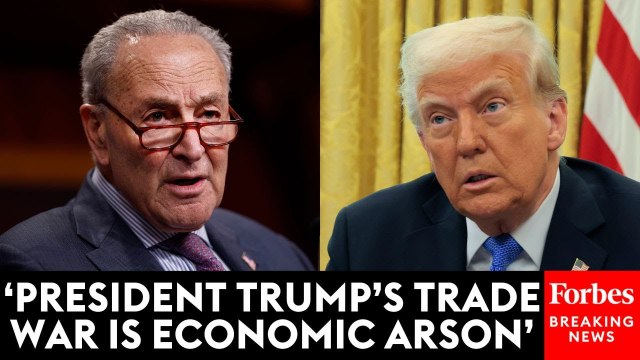 Chuck Schumer Leads Dem Briefing On Bill To Exempt Small Businesses From Trump's Tariffs