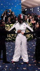 Damson Idris Strips Down for Major Red Carpet Reveal in F1-Inspired Suit and Crystal-Covered Helmet at 2025 Met Gala