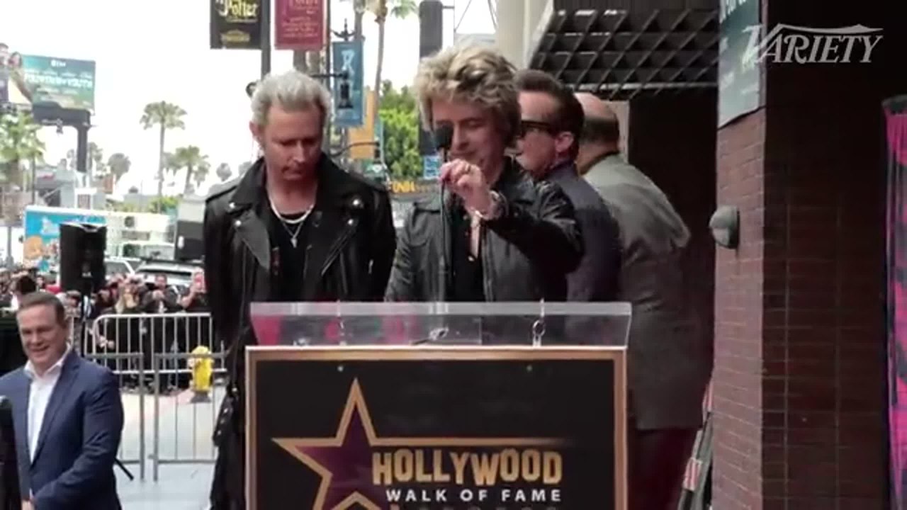 Billie Joe Armstrong speaks at the Green Day Walk of Fame Ceremony