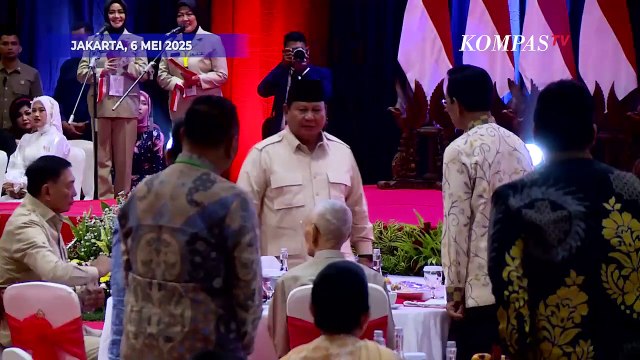 Prabowo Beri Hormat ke Try Sutrisno Sebelum Pidato di Halal Bihalal Purnawirawan TNI