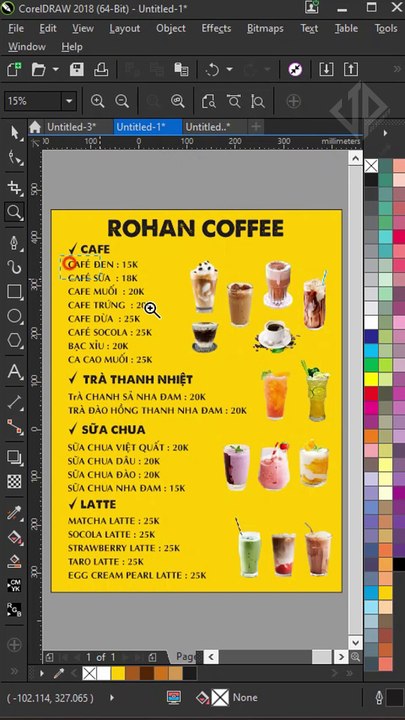 How to quickly align price menu text in CorelDraw