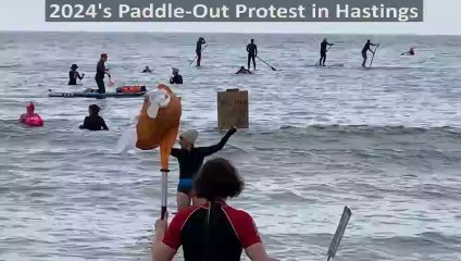 Surfers Against Sewage Paddle-Out Protest 2024 in Hastings, East Sussex