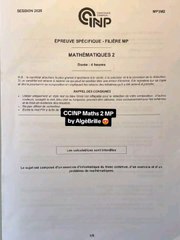 Sujet CCINP Maths 2 2025 MPSujet Mathématiques 2 tombé le 06/05/25.#prepa #ccinp #ccp #mp #mpi  #concours #concoursprepa