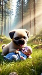 Lovely baby lost his mother_poor pug rescued him_ _cute _rescue _story _animals _cuteanimal