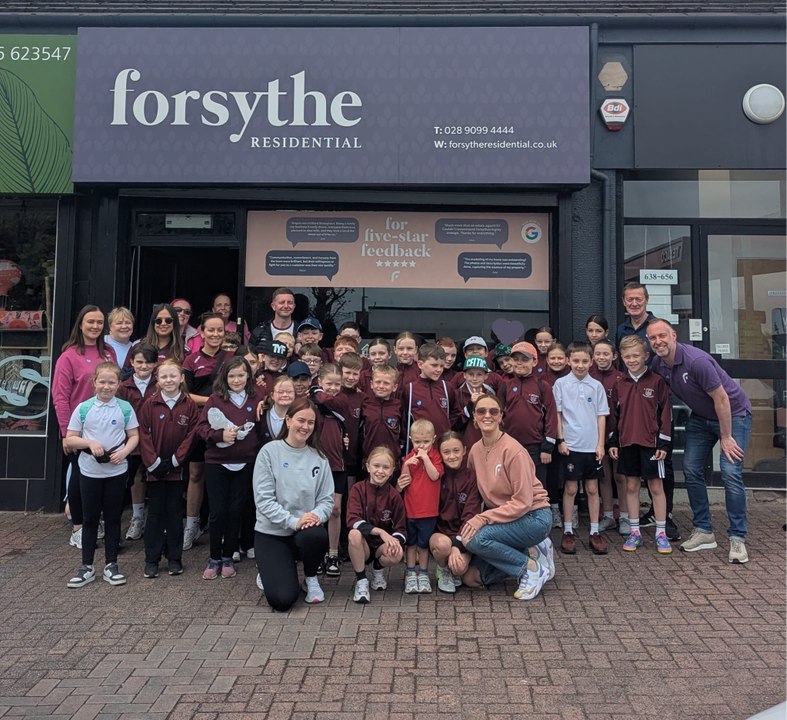 Pupils from St Bernard's Primary School, Glengormley join Forsythe Residential team for Cash for Kids walk
