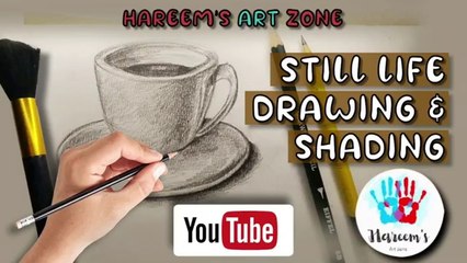 How to draw a cup & saucer| still life drawing and shading cup | still life shading object easy|