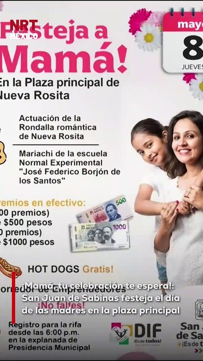 El Municipio de San Juan de Sabinas extiende una cordial invitación a todas las madres del municipio a celebrar su día en un gran evento que se llevará a cabo el jueves 8 de mayo a las 6 de la tarde en la plaza principal. ¡Un festejo dedicado a las reinas