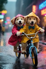 Adorable Puppies Ride a Bike Through a Colorful Fantasy World 🌈🐶 | Fun & Joyful Adventure