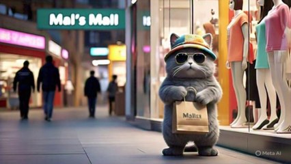 The Cat is Doing Shopping at Mall