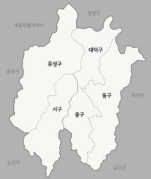 Map of Daejeon Metropolitan City. Peta Kota Metropolitan Daejeon. Daejeon Metropolitan City Map. Map of Daejeon City. Peta Kota Daejeon. Daejeon City Map. Map of City of Daejeon. City of Daejeon Map. 대전광역시 지도. 대전시 지도. 대전 지도. Carte de la ville de Daejeon