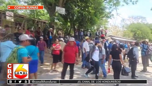 Pueblos indígenas realizan protesta en el parque arqueológico de Copán Ruinas