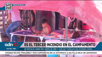 Lo que quedó del campamento Colector 13 tras incendio en Lindavista, CDMX