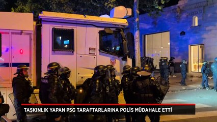 Taşkınlık yapan PSG taraftarlarına polis müdahale etti!