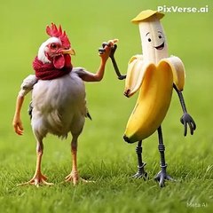 Chicken banana  funny video 😂 #cuteanimalzone