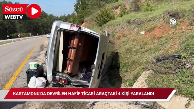 Kastamonu'da devrilen hafif ticari araçtaki 4 kişi yaralandı