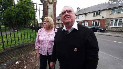 Cllrs Paul and Christine Bott lay a wreath on VE Day at the plaque at George Rose Park, Darlaston, in memory of the civilians killed in the air raid during WW2.